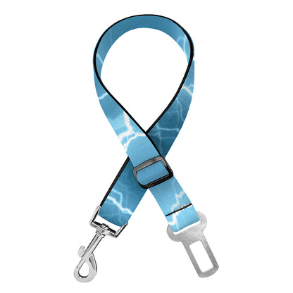 Blue Lightning Print Dog Seat Belt