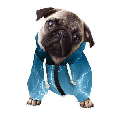 Blue Lightning Print Dog Zip Up Hoodie