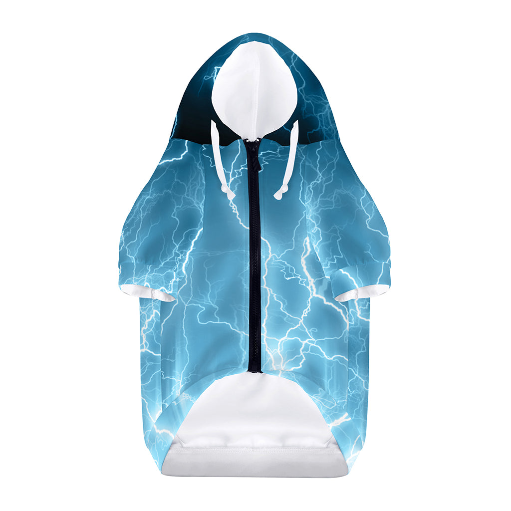 Blue Lightning Print Dog Zip Up Hoodie