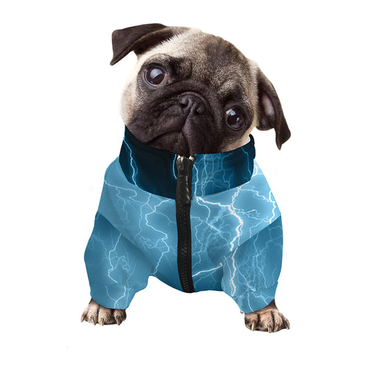 Blue Lightning Print Dog Zip Up Jacket