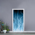 Blue Lightning Print Door Sticker