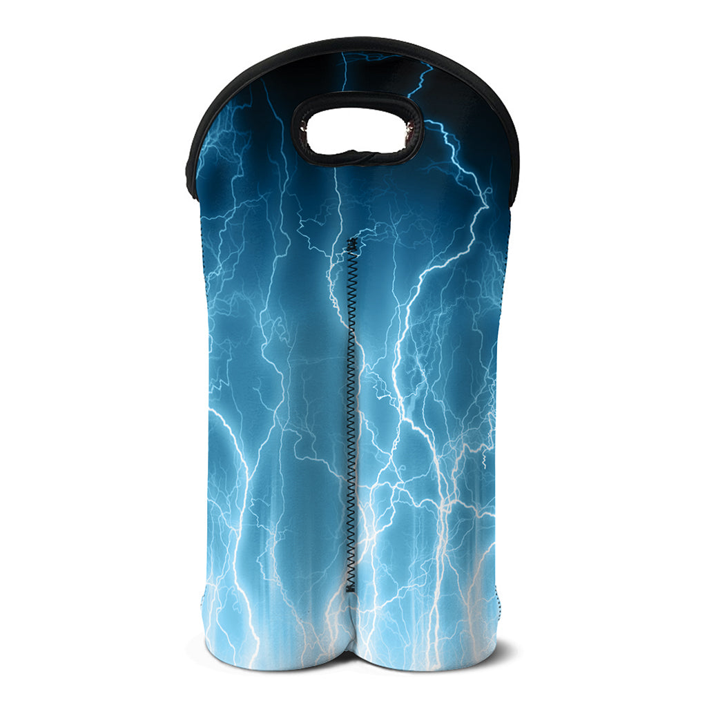 Blue Lightning Print Double Neoprene Wine Tote