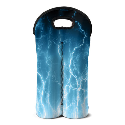 Blue Lightning Print Double Neoprene Wine Tote