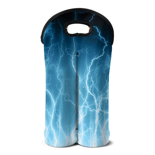 Blue Lightning Print Double Neoprene Wine Tote
