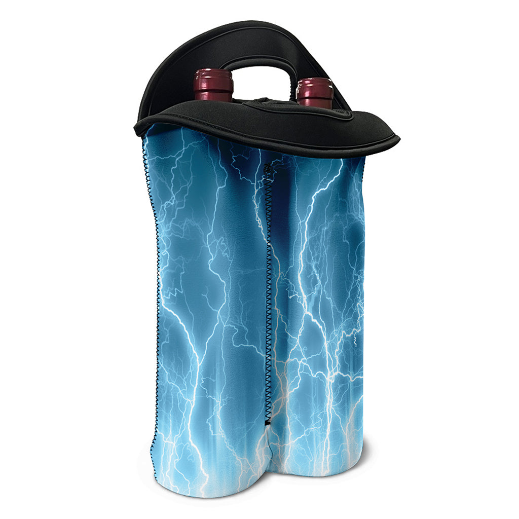 Blue Lightning Print Double Neoprene Wine Tote