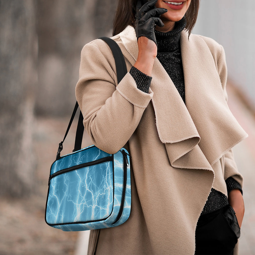 Blue Lightning Print Double Strap Bible Bag