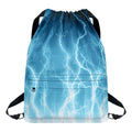 Blue Lightning Print Drawstring Backpack