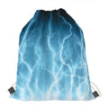 Blue Lightning Print Drawstring Bag