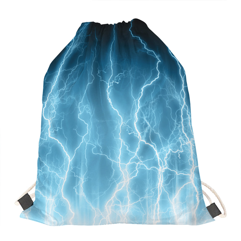 Blue Lightning Print Drawstring Bag