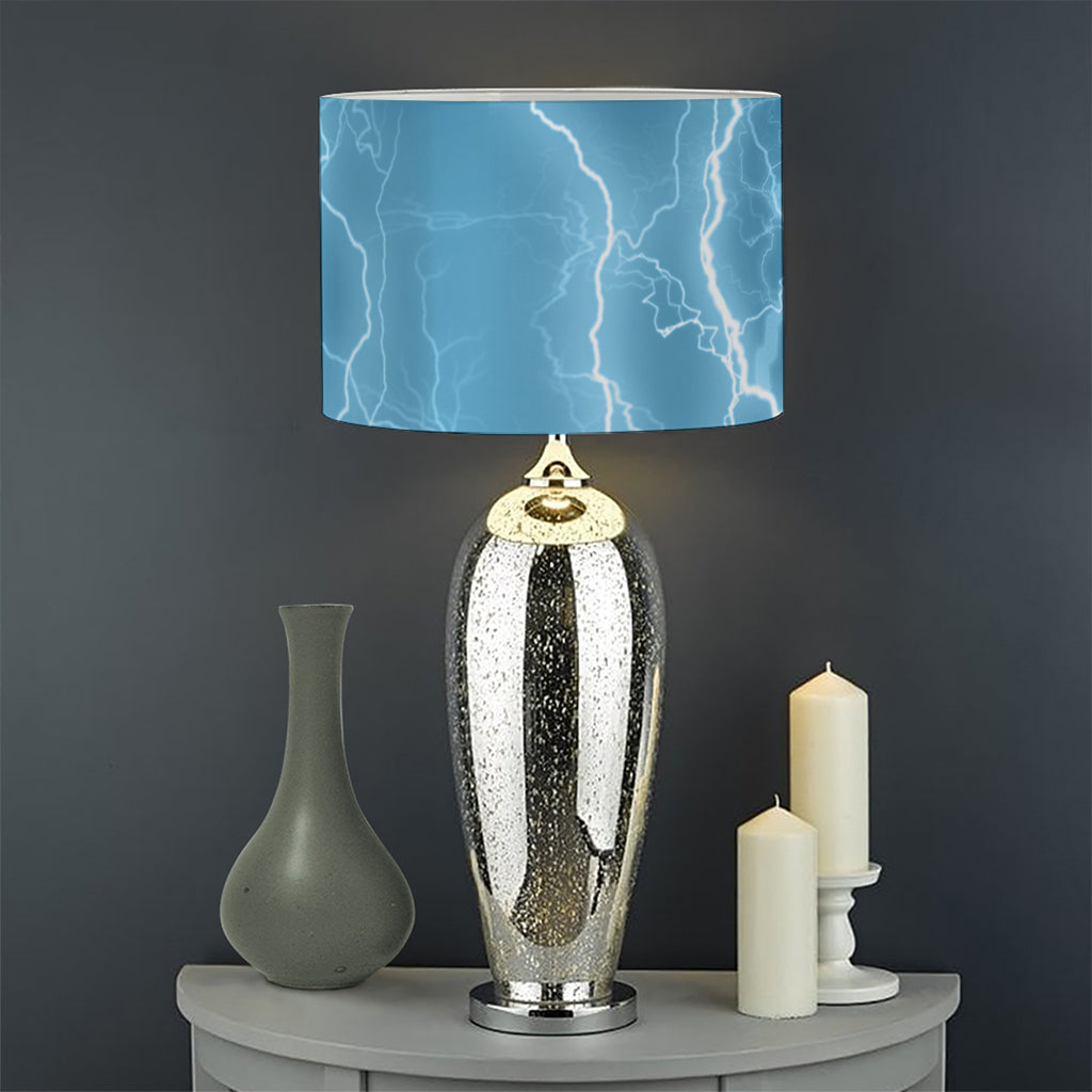 Blue Lightning Print Drum Lamp Shade