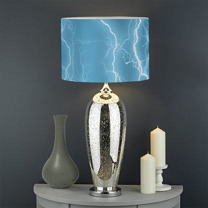 Blue Lightning Print Drum Lamp Shade