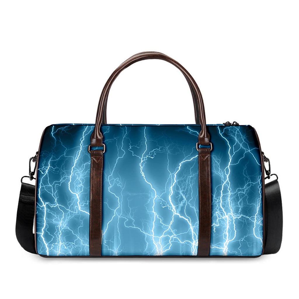 Blue Lightning Print Duffle Bag