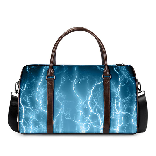 Blue Lightning Print Duffle Bag