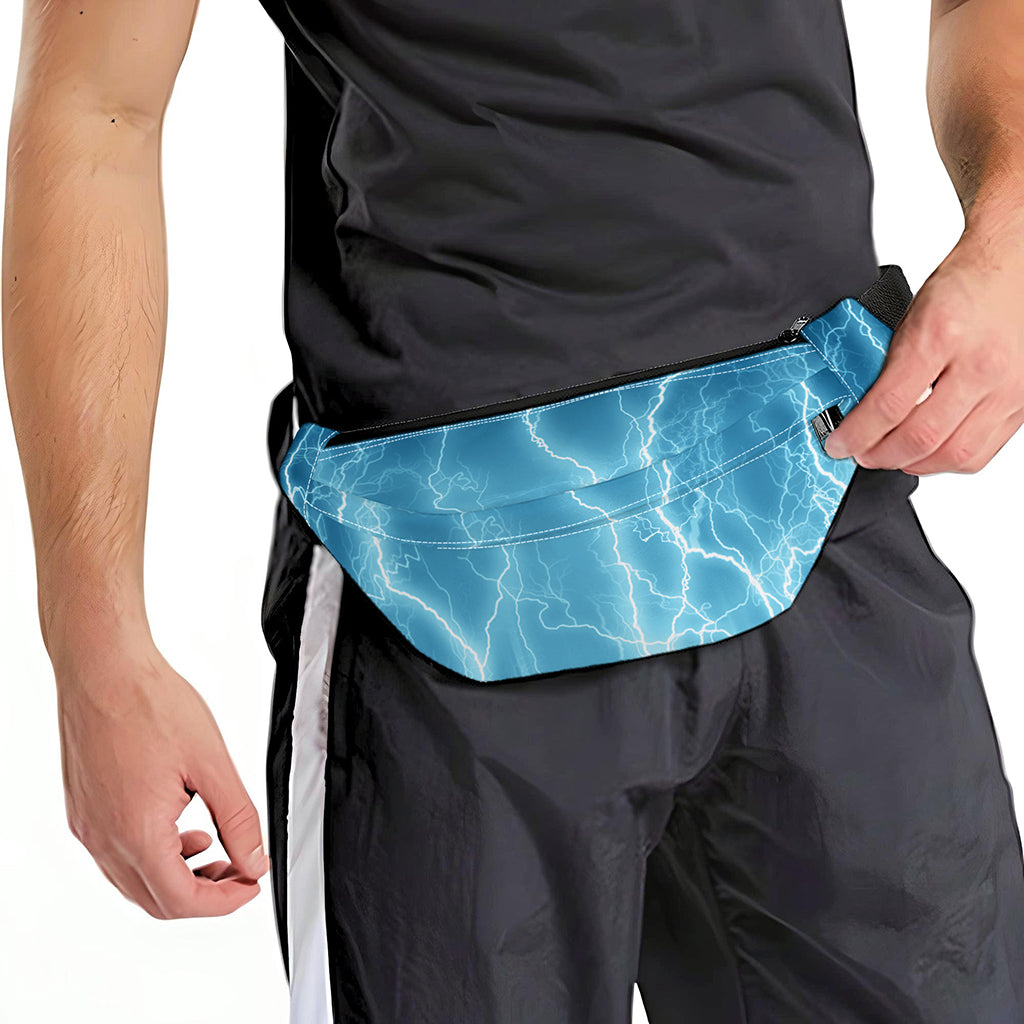Blue Lightning Print Fanny Pack