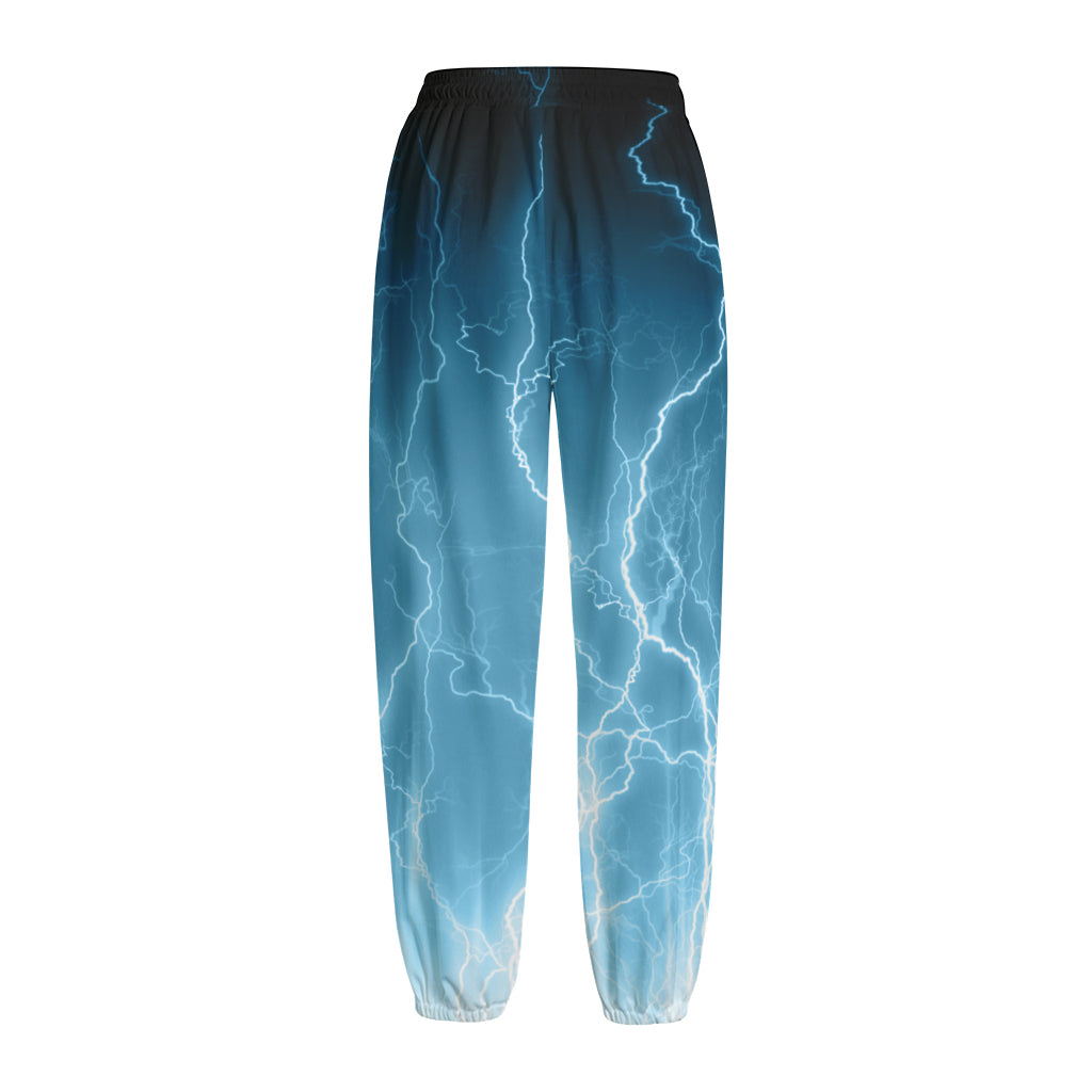 Blue Lightning Print Fleece Lined Knit Pants