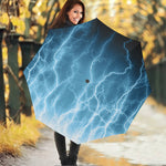 Blue Lightning Print Foldable Umbrella