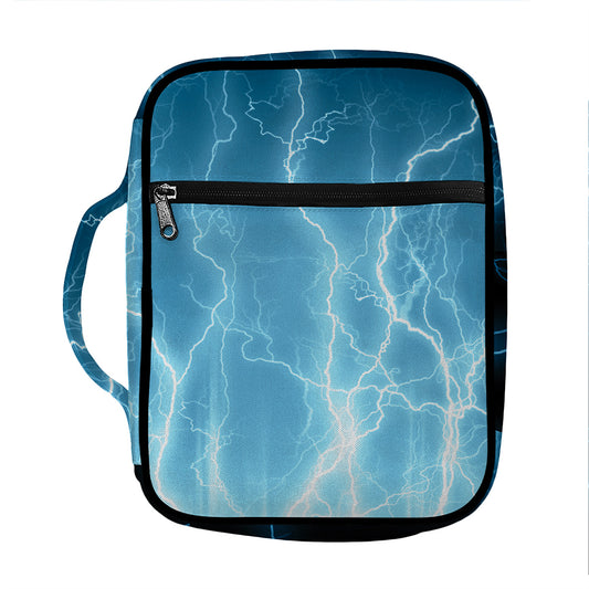 Blue Lightning Print Front Pocket Bible Bag