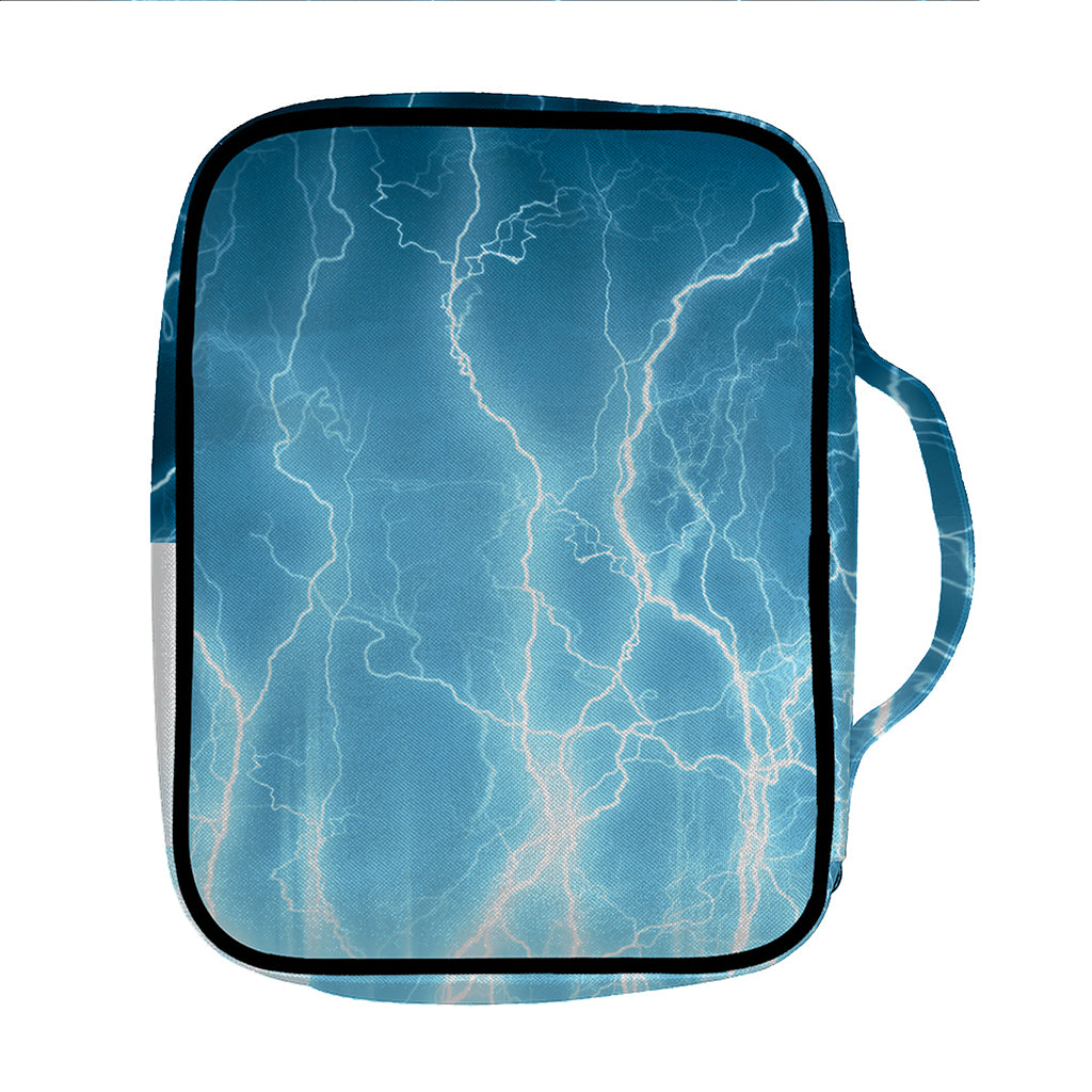 Blue Lightning Print Front Pocket Bible Bag