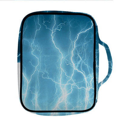 Blue Lightning Print Front Pocket Bible Bag