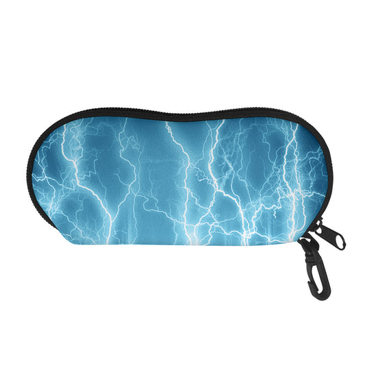 Blue Lightning Print Glasses Case