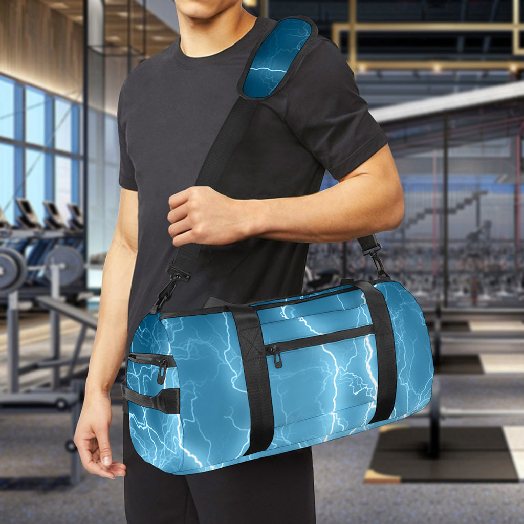 Blue Lightning Print Gym Bag