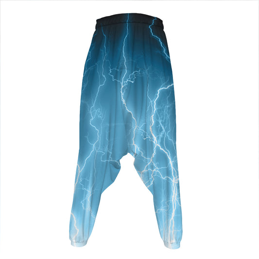 Blue Lightning Print Hammer Pants