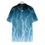 Blue Lightning Print Hawaiian Shirt