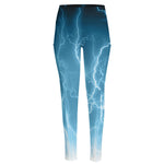 Blue Lightning Print High-Waisted Pocket Leggings