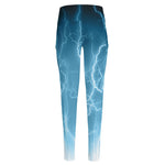 Blue Lightning Print High-Waisted Pocket Leggings