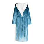 Blue Lightning Print Hooded Bathrobe