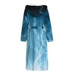 Blue Lightning Print Hooded Bathrobe