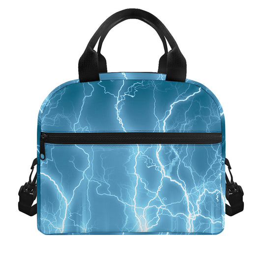 Blue Lightning Print Insulated Lunch Bag