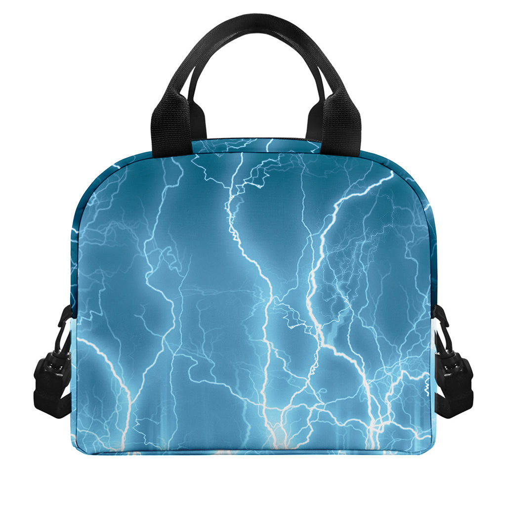 Blue Lightning Print Insulated Lunch Bag