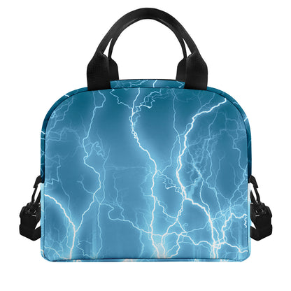 Blue Lightning Print Insulated Lunch Bag