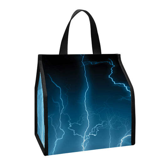 Blue Lightning Print Insulated Lunch Tote