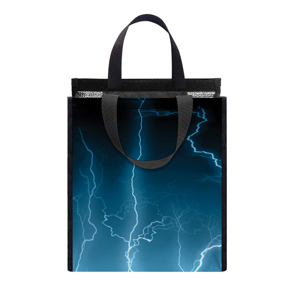 Blue Lightning Print Insulated Lunch Tote