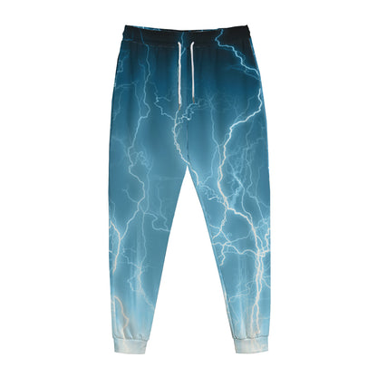 Blue Lightning Print Jogger Pants
