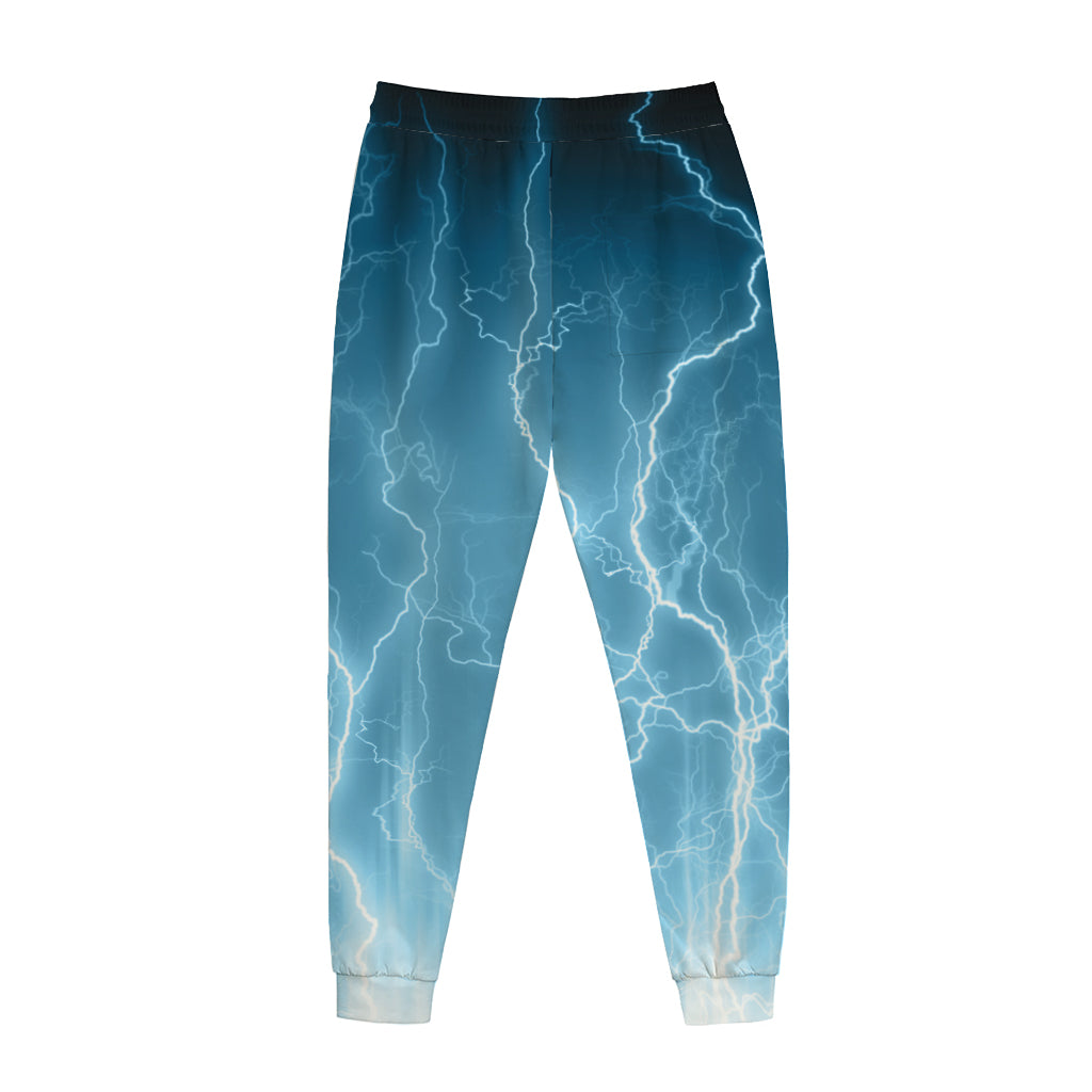 Blue Lightning Print Jogger Pants