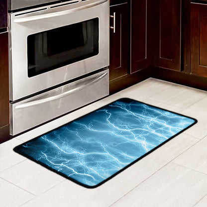 Blue Lightning Print Kitchen Mat