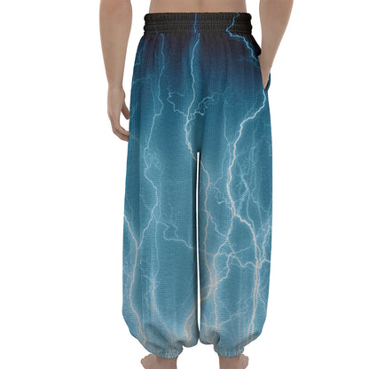 Blue Lightning Print Lantern Pants