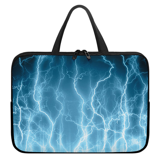 Blue Lightning Print Laptop Sleeve With Handle