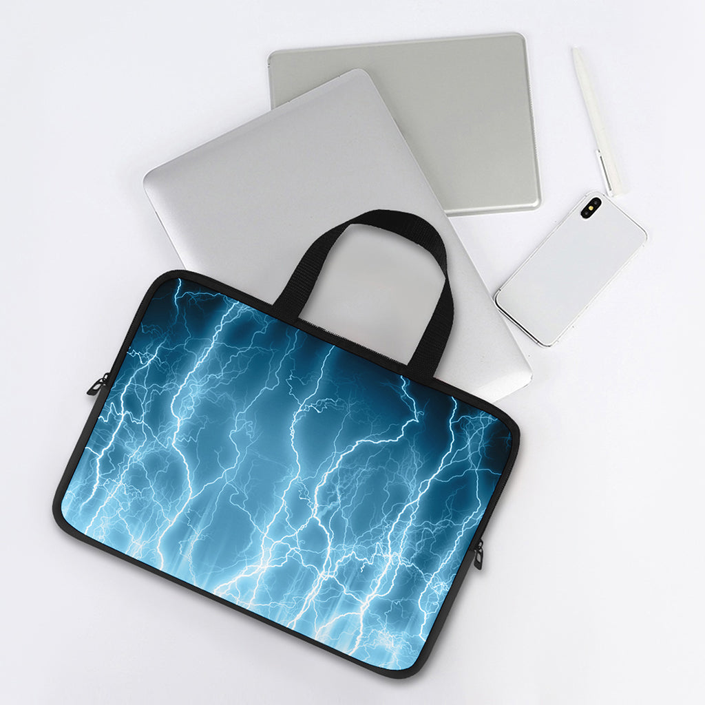 Blue Lightning Print Laptop Sleeve With Handle