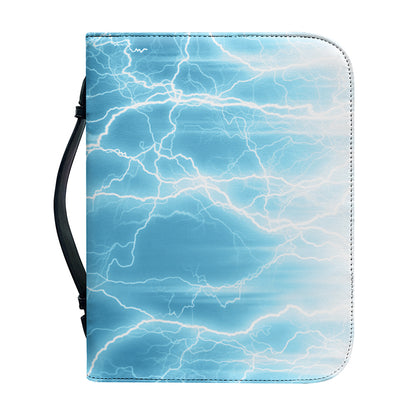Blue Lightning Print Leather Bible Cover