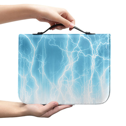 Blue Lightning Print Leather Bible Cover