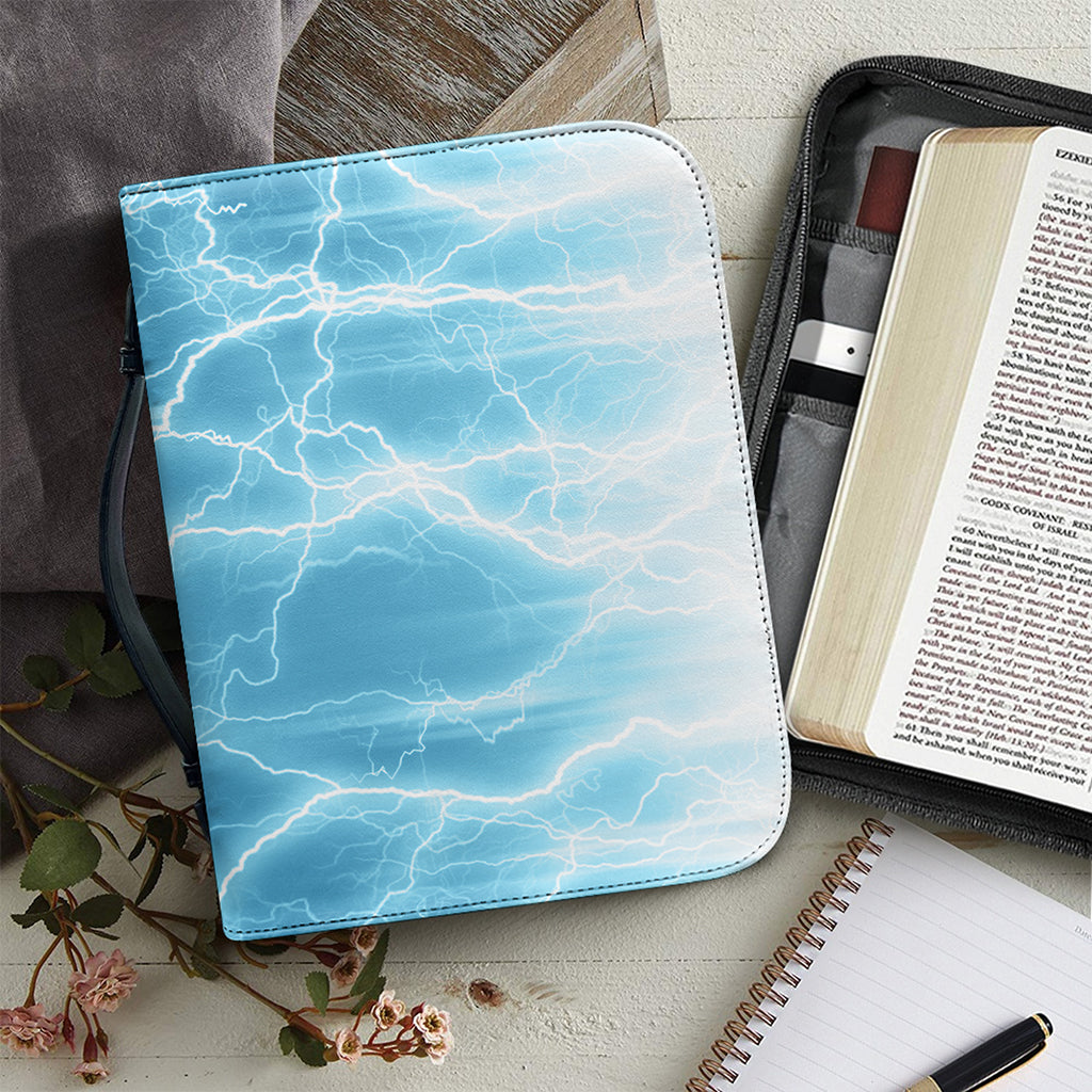 Blue Lightning Print Leather Bible Cover