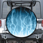 Blue Lightning Print Leather Spare Tire Cover