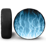 Blue Lightning Print Leather Spare Tire Cover