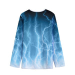 Blue Lightning Print Long Sleeve Short Coat