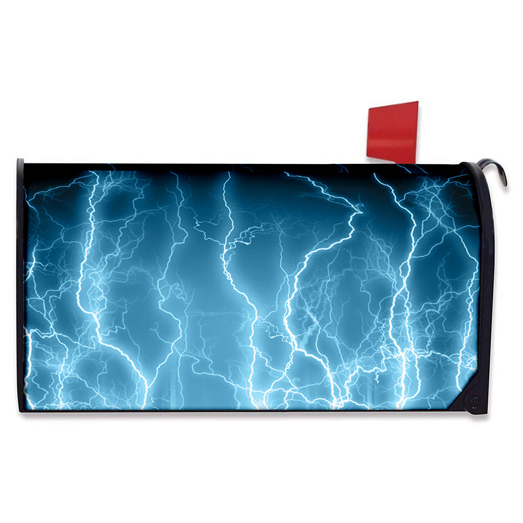 Blue Lightning Print Mailbox Cover