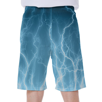 Blue Lightning Print Men's Beach Shorts